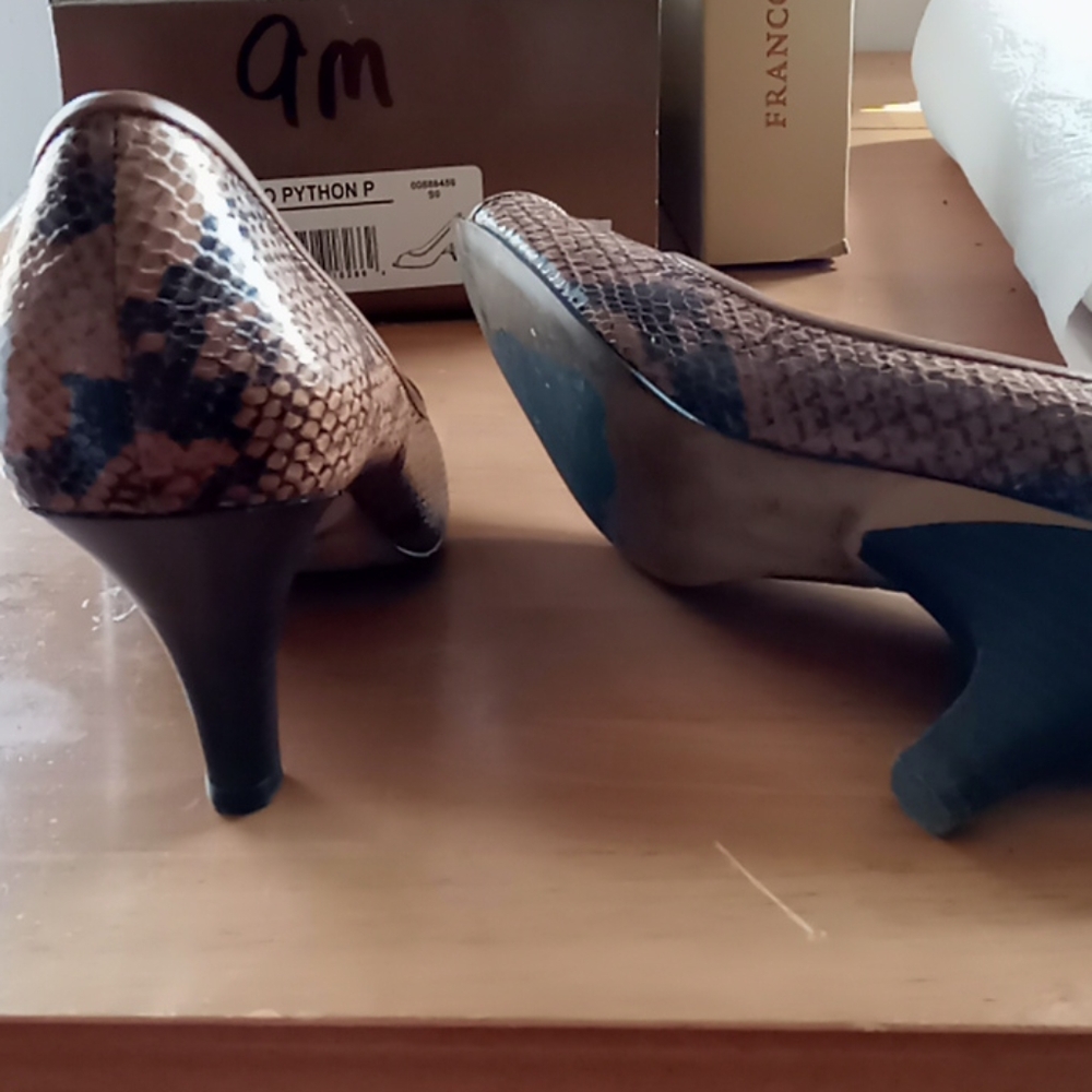Franco Sarto Python Print, Peep Toe Heels - image 3